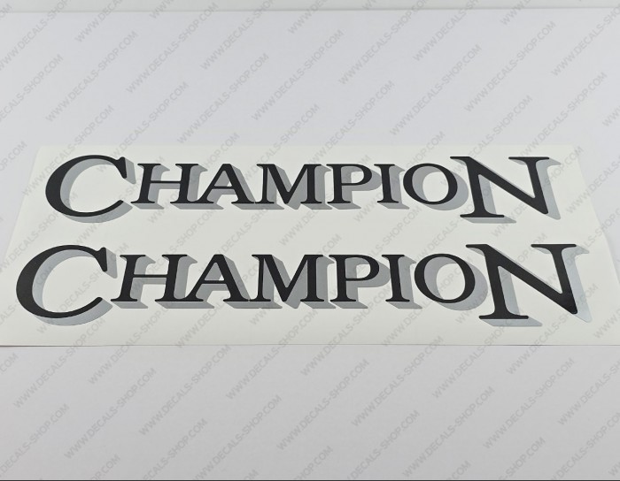 Champion Boat Logo Black/Silver Decals Set of 2 x 18" Champion Boat Logo Black/Silver Decals Set of 2 x 18"